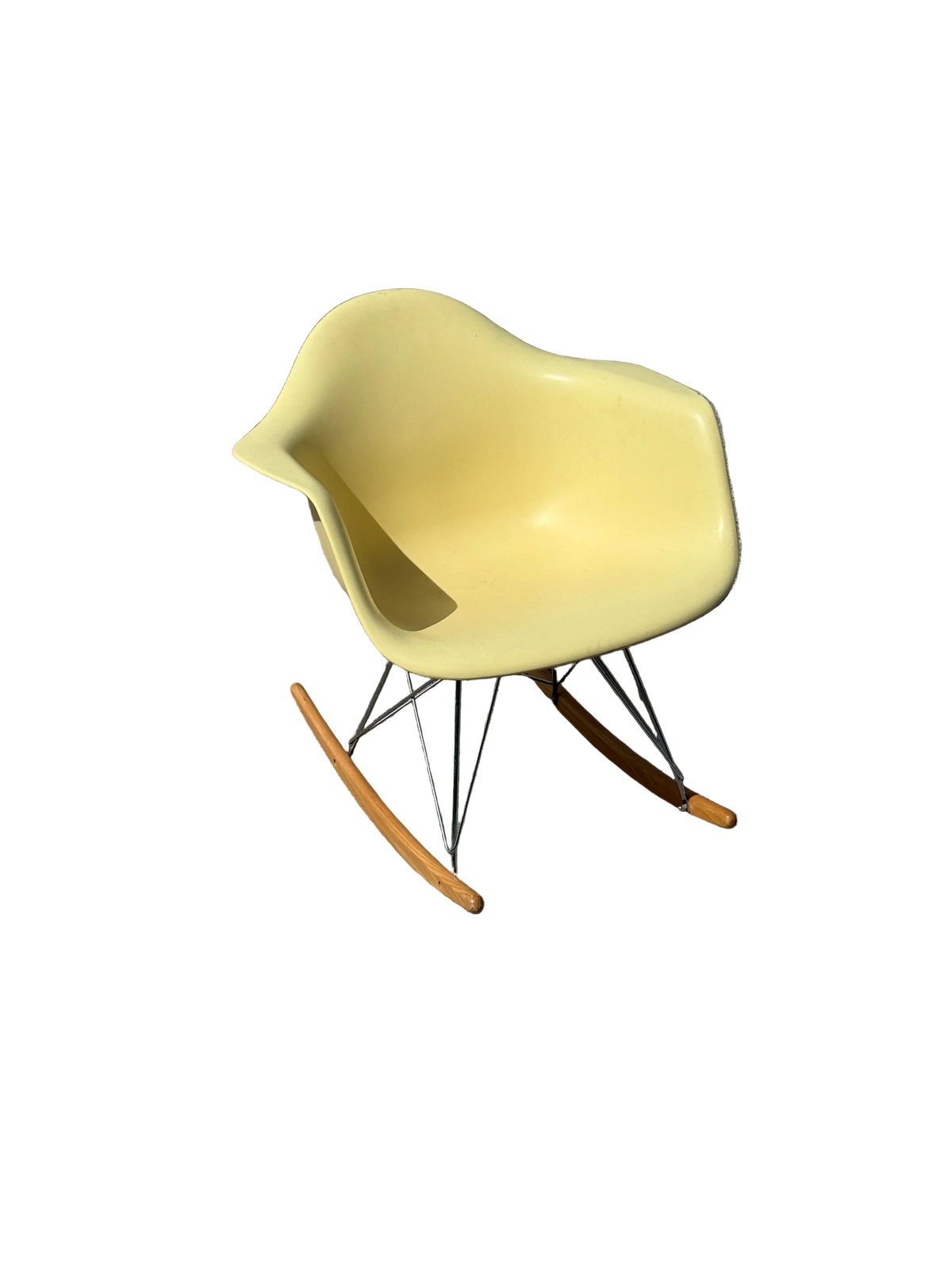 Eames Style Yellow Modernist Fiberglass Rocking Chair (reproduction)