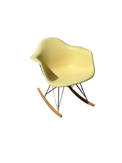 Eames Style Yellow Modernist Fiberglass Rocking Chair (reproduction)