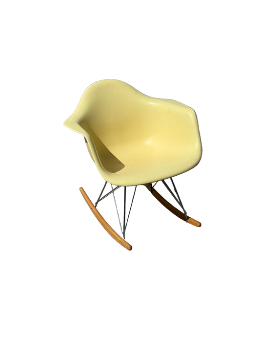 Eames Style Yellow Modernist Fiberglass Rocking Chair (reproduction)