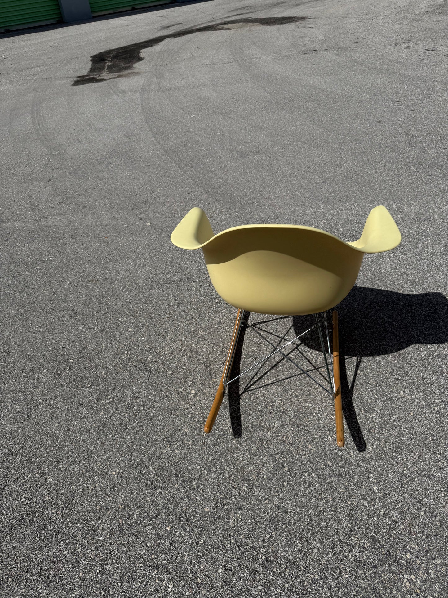 Eames Style Yellow Modernist Fiberglass Rocking Chair (reproduction)