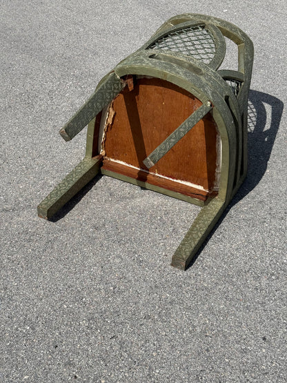 Vintage Jali fretwork metal clad Byzantine style chair / Hollywood Regency chair