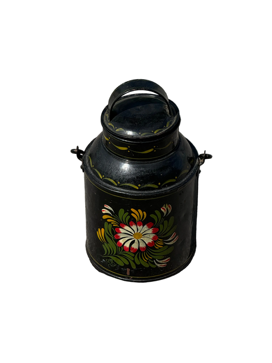 Vintage Tole flower Metal Milk churn Jug toleware folk art handpainted