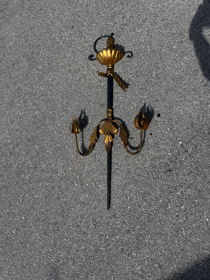 Large Antique Florentine Sword Italian Gold Gilt Metal Wall Sconce