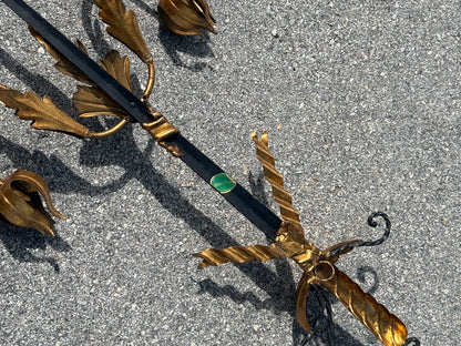 Large Antique Florentine Sword Italian Gold Gilt Metal Wall Sconce