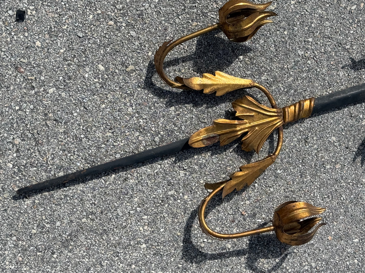 Large Antique Florentine Sword Italian Gold Gilt Metal Wall Sconce