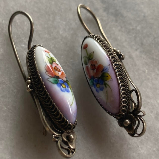 enameled copper earrings