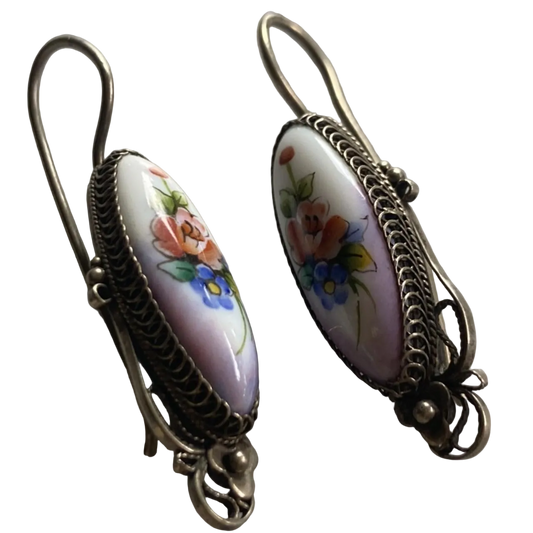 enameled copper earrings