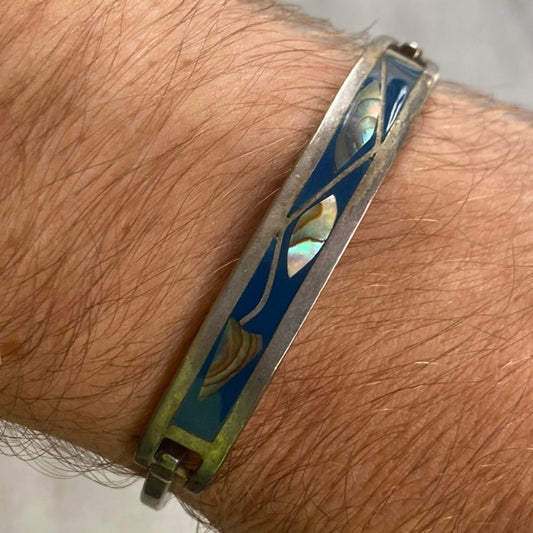 sterling silver, abalone and enamel bracelet