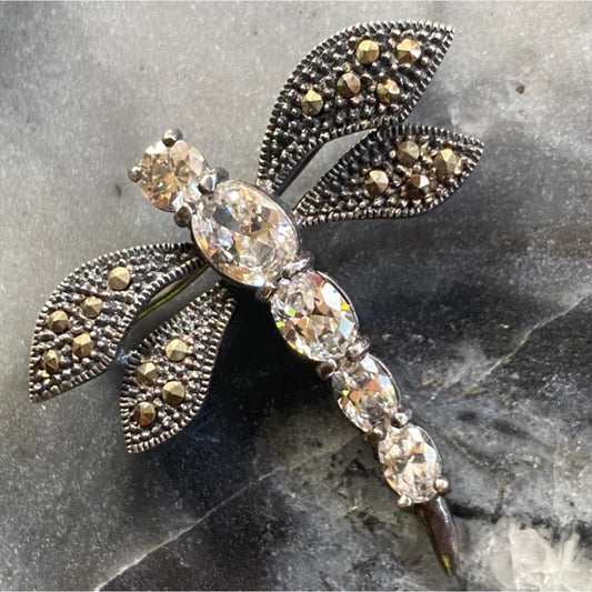 marcasite and sterling silver dragon fly pin