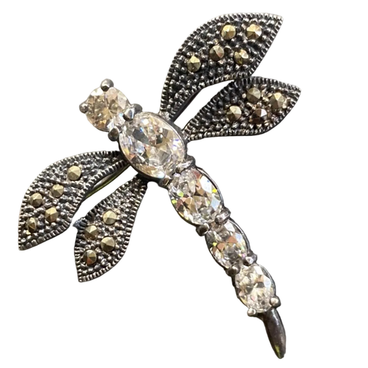 marcasite and sterling silver dragon fly pin