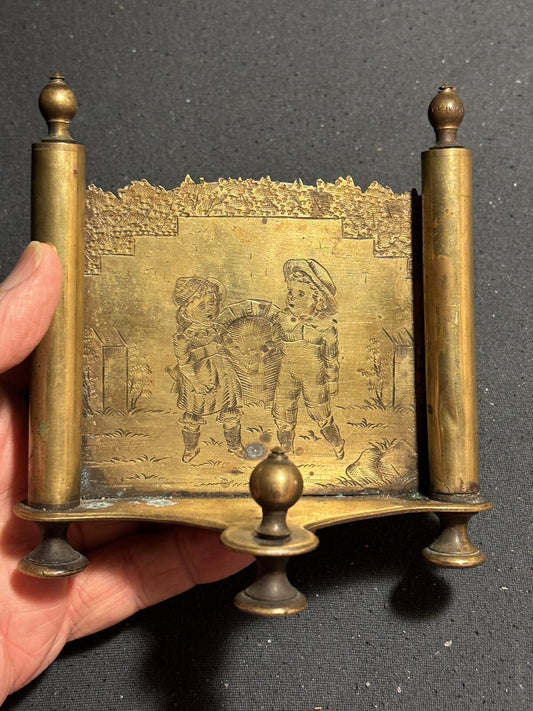 19th Century Victorian Brass Kate Greenaway Letter Holder Desk Accessory