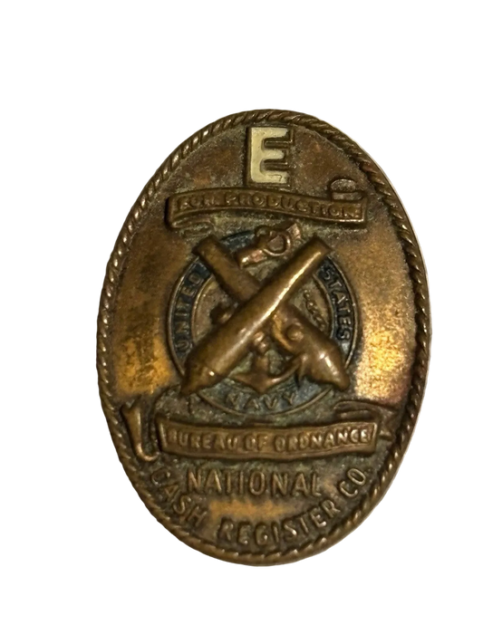 WWII Navy E Production Award National Cash Register Co. Pin Bureau of Ordnance