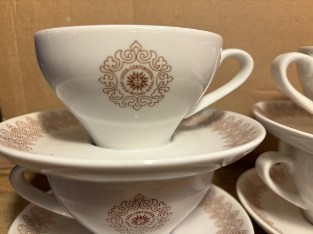 Vintage Set 4 Cups Saucers Hotel Inter Continental Miami Florida Bauscher Weiden