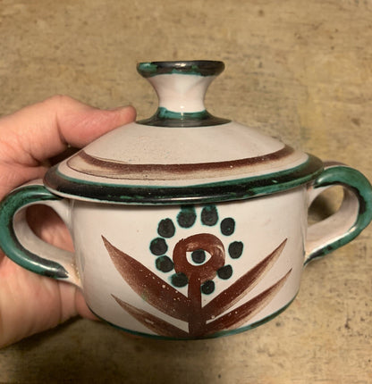 Vintage 60s Robert Picault Pottery Lidded Vessel Signed Made In France