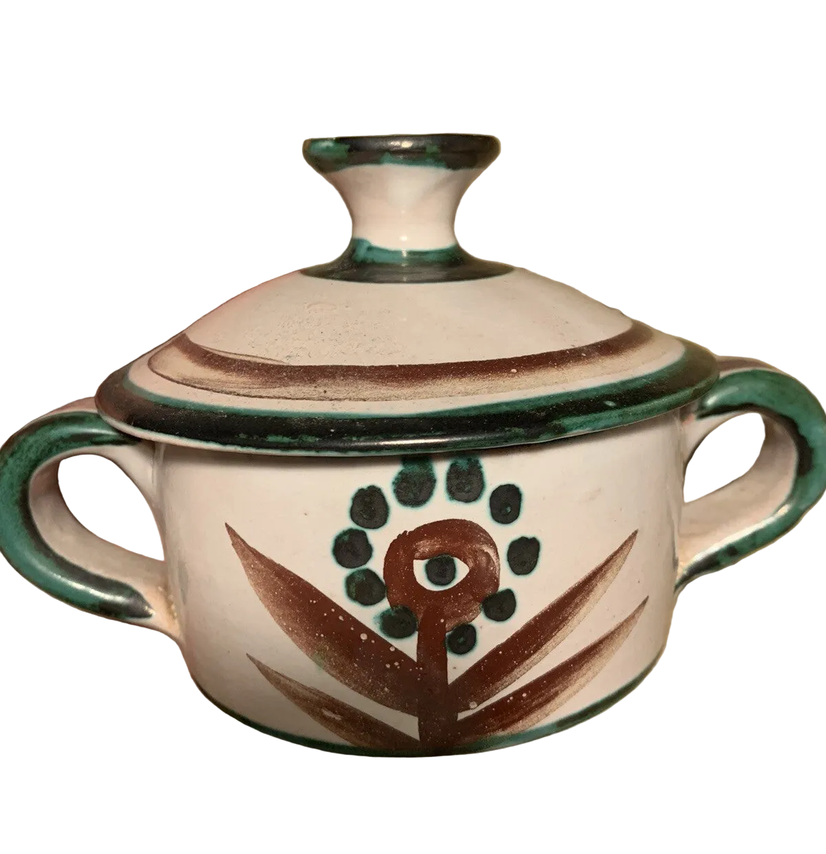 Vintage 60s Robert Picault Pottery Lidded Vessel Signed Made In France