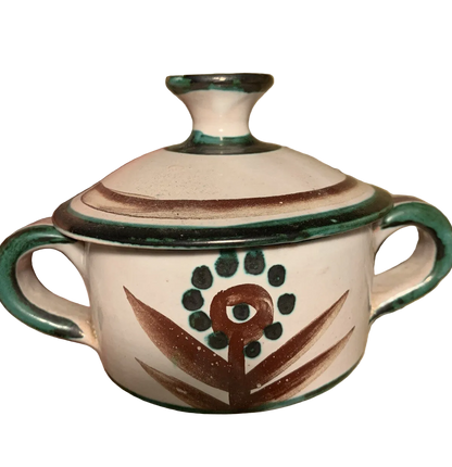 Vintage 60s Robert Picault Pottery Lidded Vessel Signed Made In France