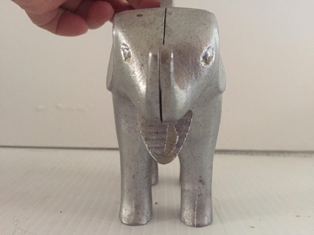 Vintage Cast Aluminum Elephant Figural Nut Cracker 6 1/2” Long 4 1/4” Tall