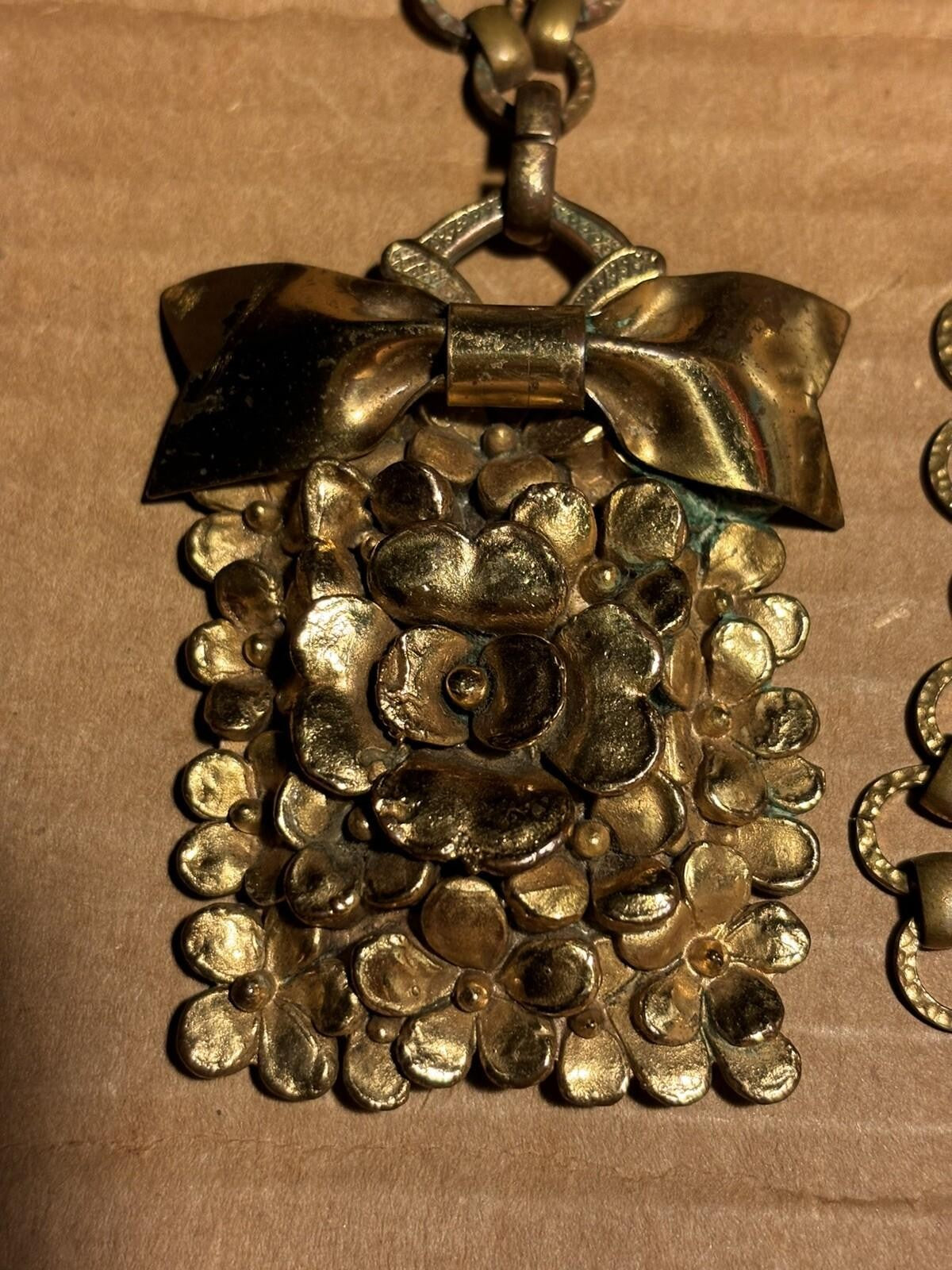 Vintage H Pomerantz New York Brass Pendant Signed