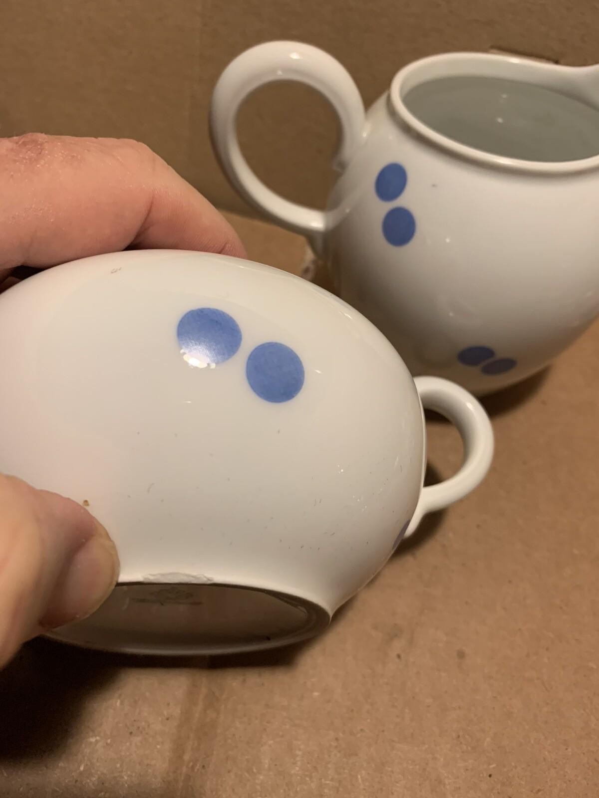 Vintage Volkstedt Beyer & Bock German Porcelain Sugar and Creamer Polka Dot
