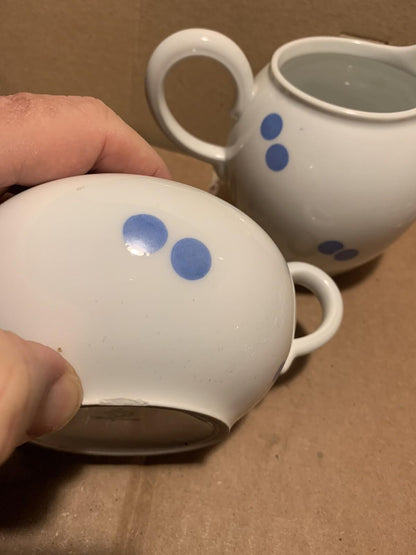 Vintage Volkstedt Beyer & Bock German Porcelain Sugar and Creamer Polka Dot