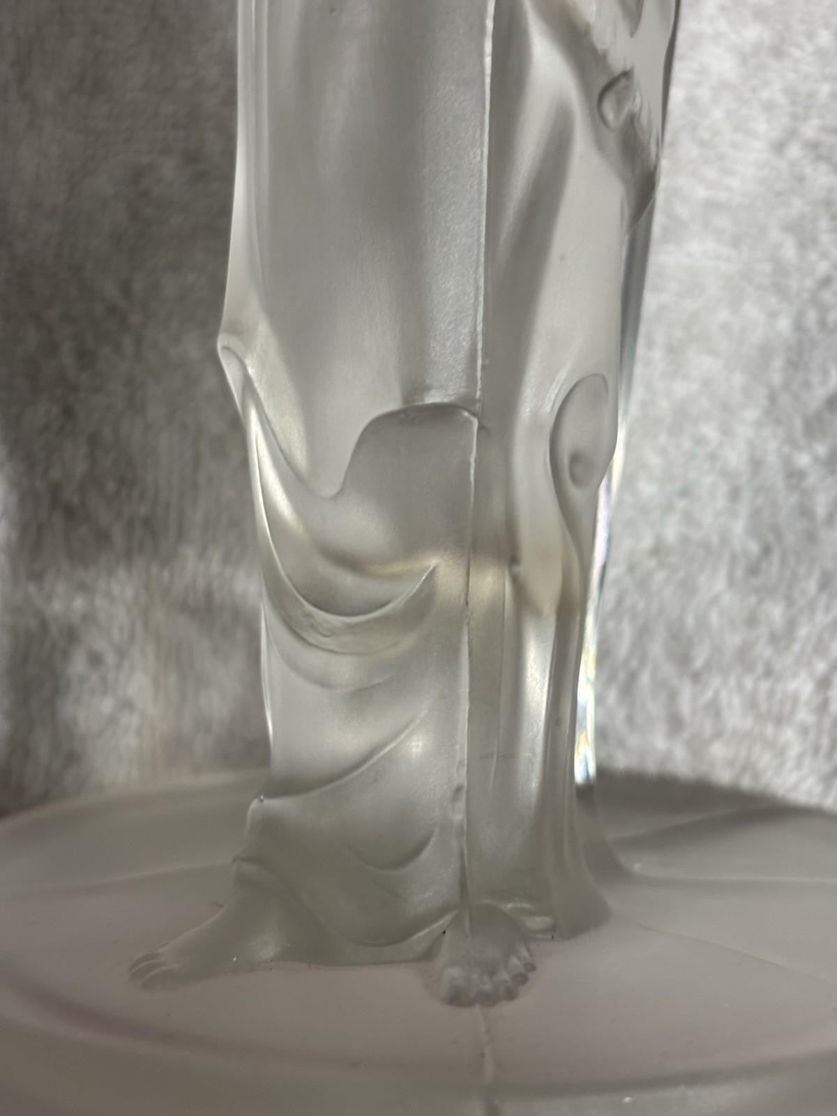 Vintage Art Deco Czech Frosted Glass Exotic Lady Vase 9.75” Tall