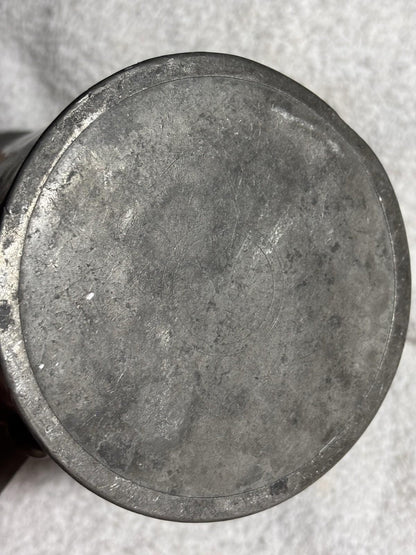 Antique 1816 Pewter Lidded Tankard w/ Makers Mark 8.25” Tall
