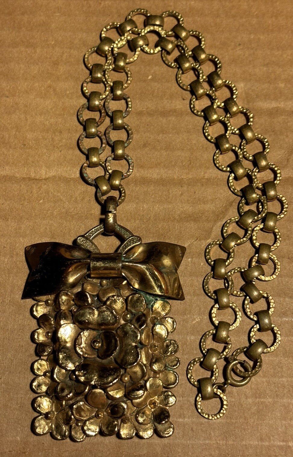 Vintage H Pomerantz New York Brass Pendant Signed