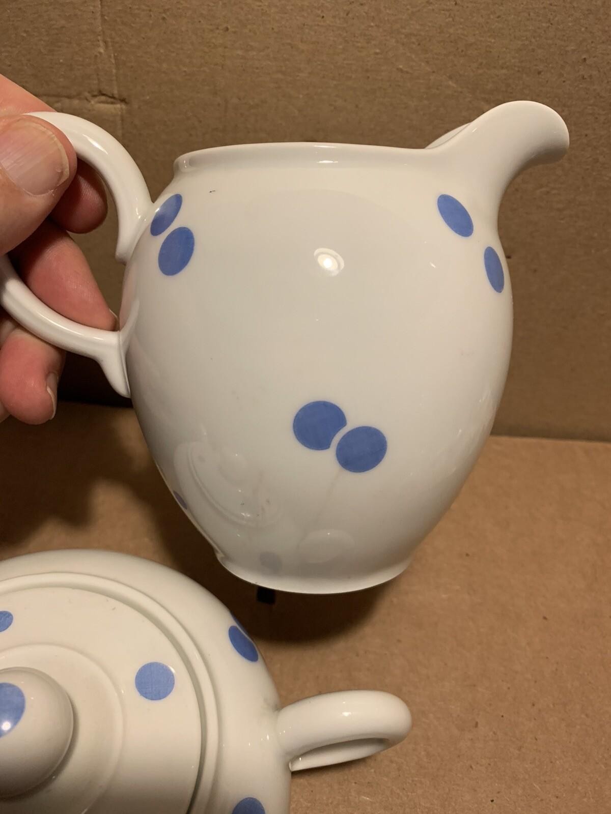 Vintage Volkstedt Beyer & Bock German Porcelain Sugar and Creamer Polka Dot