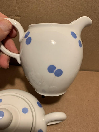 Vintage Volkstedt Beyer & Bock German Porcelain Sugar and Creamer Polka Dot