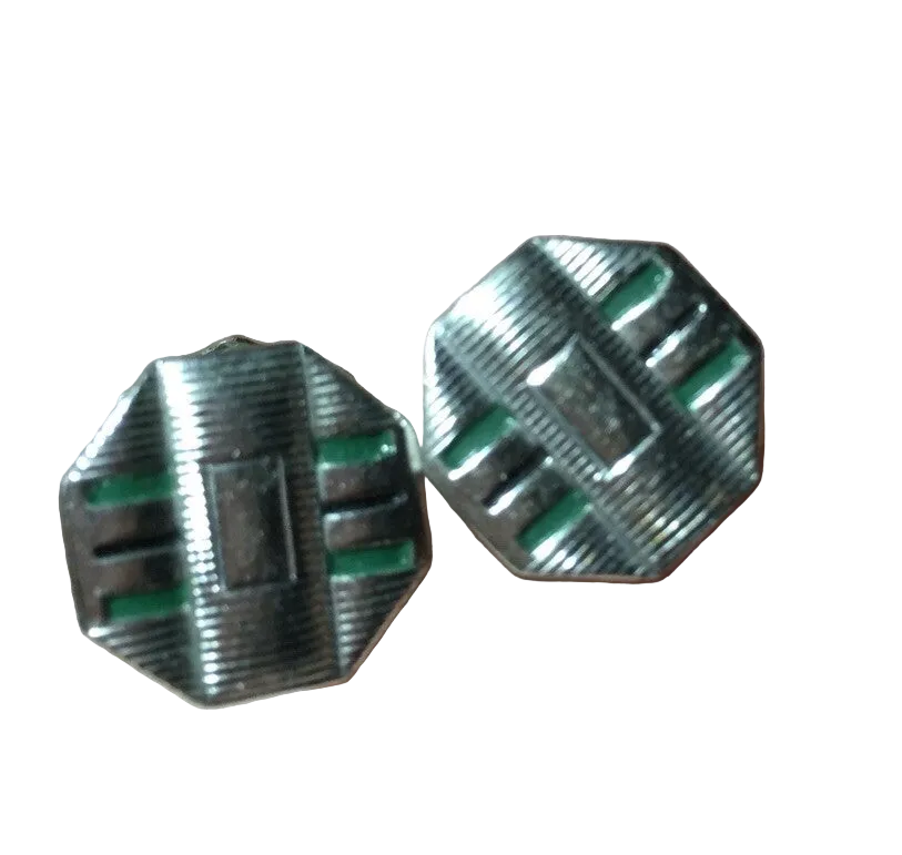 Vintage Art Deco Snap Cuff Links  Cufflinks Kum-a-part Green Black 1920s 1930s