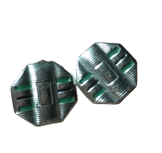 Vintage Art Deco Snap Cuff Links  Cufflinks Kum-a-part Green Black 1920s 1930s