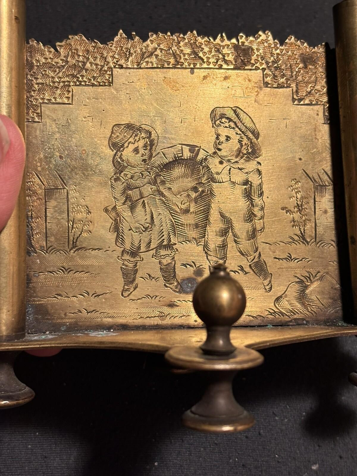 19th Century Victorian Brass Kate Greenaway Letter Holder Desk Accessory