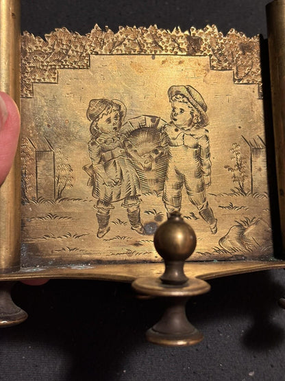 19th Century Victorian Brass Kate Greenaway Letter Holder Desk Accessory