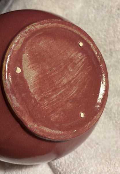 Zanesville Stoneware Company  1930s Vintage Pottery Maroon Vase 827 6” Tall