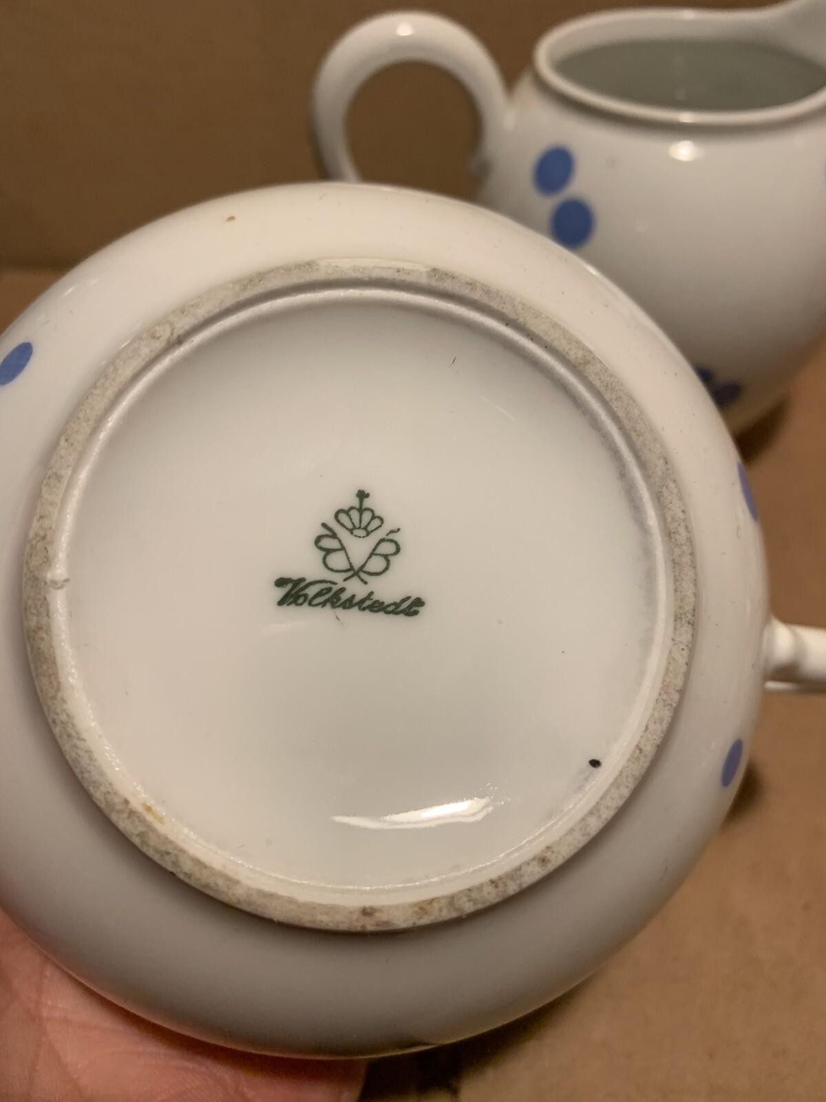 Vintage Volkstedt Beyer & Bock German Porcelain Sugar and Creamer Polka Dot