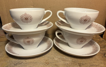 Vintage Set 4 Cups Saucers Hotel Inter Continental Miami Florida Bauscher Weiden