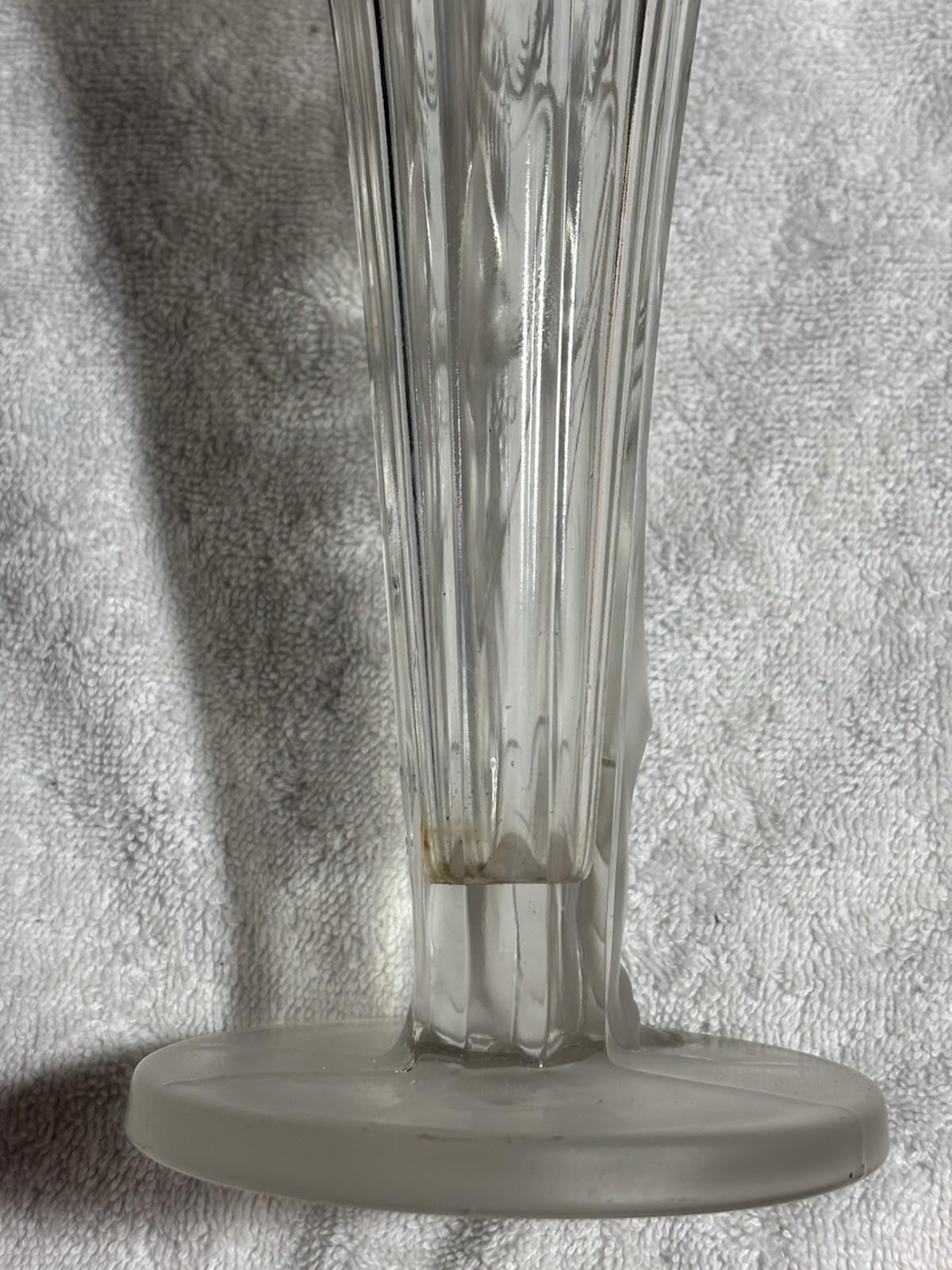 Vintage Art Deco Czech Frosted Glass Exotic Lady Vase 9.75” Tall