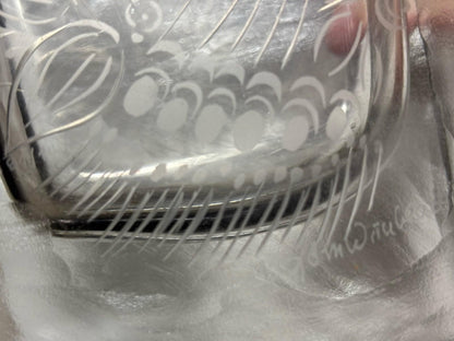 Rosenthal Germany Studio Linie Bjorn Wiinblad Carved  Engraved Glass Vase 8 7/8”