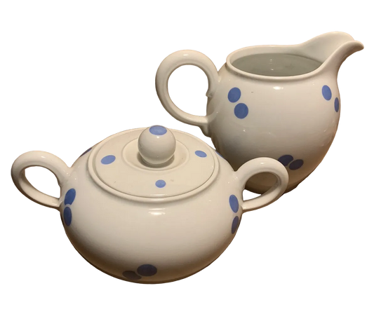 Vintage Volkstedt Beyer & Bock German Porcelain Sugar and Creamer Polka Dot