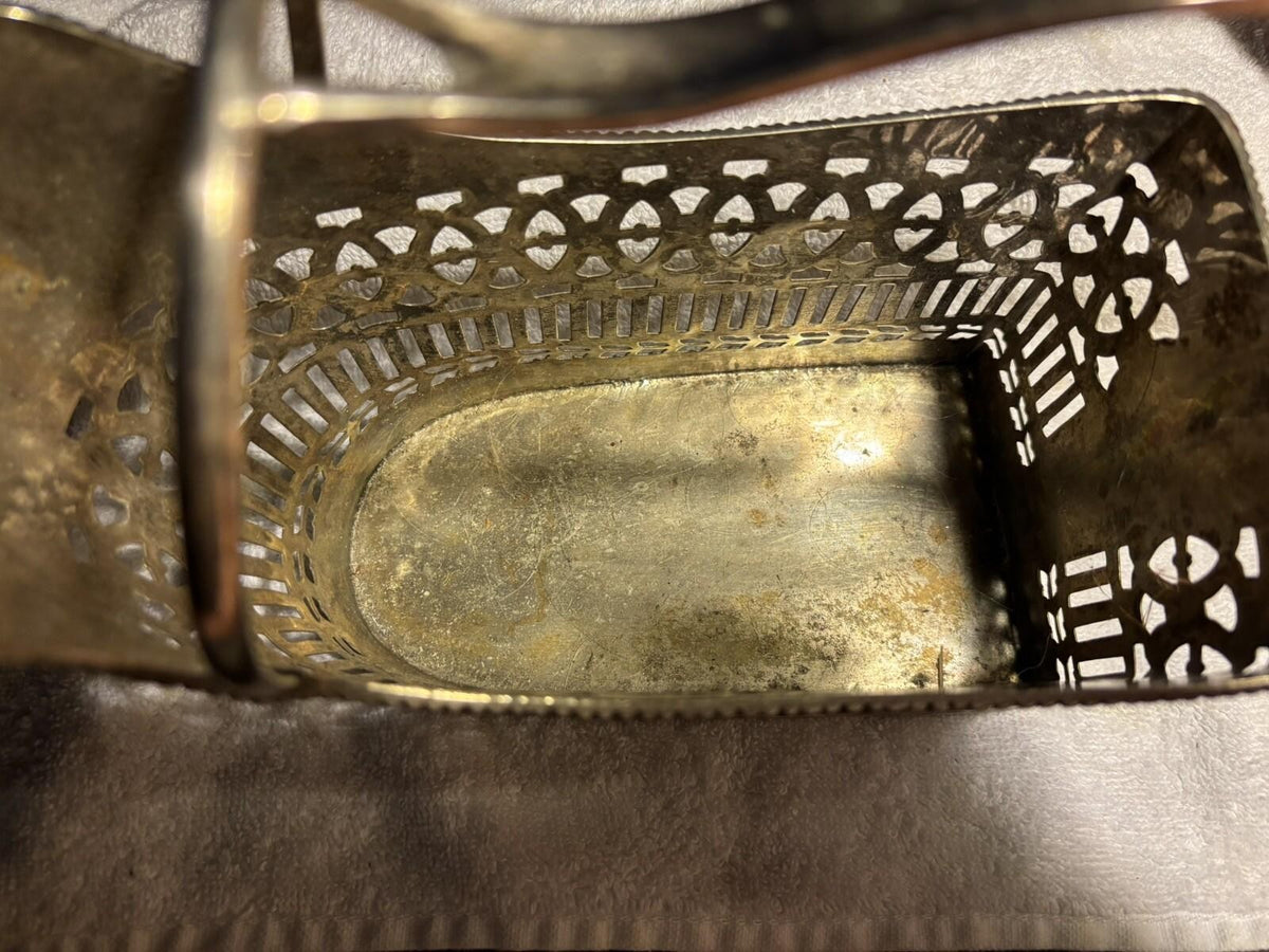 Antique 1920s  Silver Plate Pierced Wine Cradle Server
