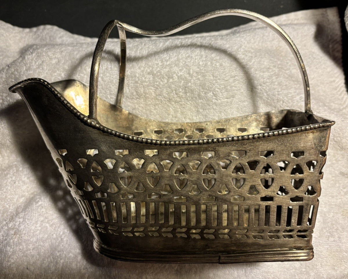 Antique 1920s  Silver Plate Pierced Wine Cradle Server