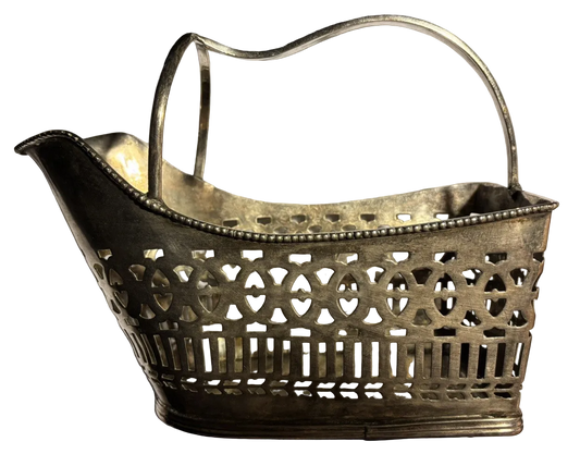 Antique 1920s  Silver Plate Pierced Wine Cradle Server