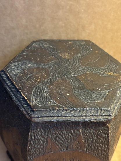 Antique 1908 Pyrography Tobacco Box Havana Cigars 6“ Signed Dated