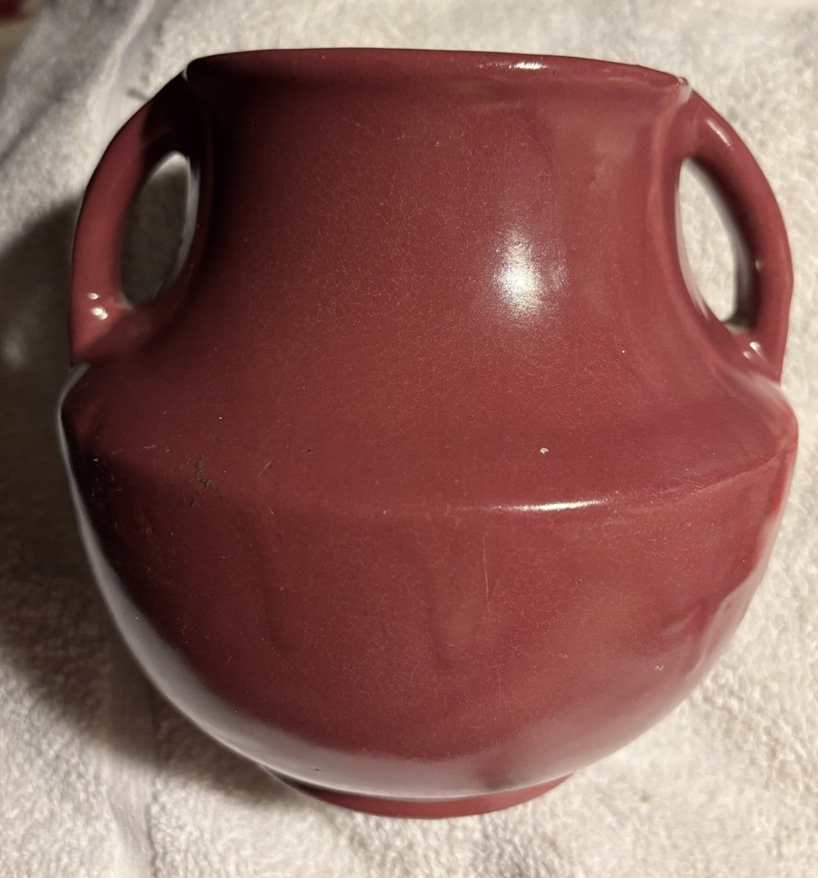 Zanesville Stoneware Company  1930s Vintage Pottery Maroon Vase 827 6” Tall
