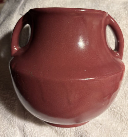 Zanesville Stoneware Company  1930s Vintage Pottery Maroon Vase 827 6” Tall
