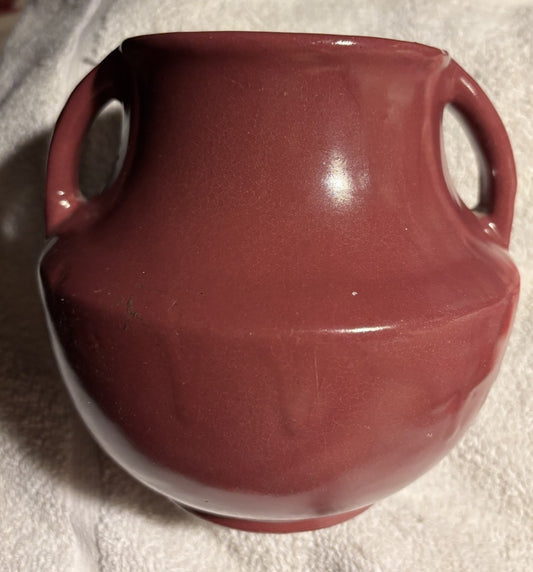 Zanesville Stoneware Company  1930s Vintage Pottery Maroon Vase 827 6” Tall