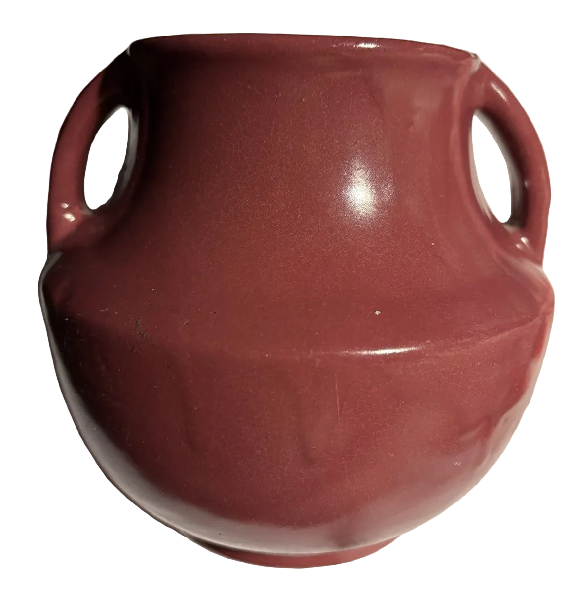 Zanesville Stoneware Company  1930s Vintage Pottery Maroon Vase 827 6” Tall