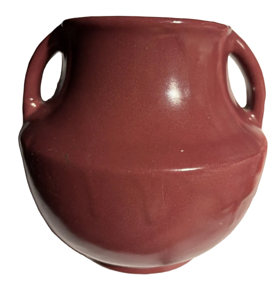 Zanesville Stoneware Company  1930s Vintage Pottery Maroon Vase 827 6” Tall