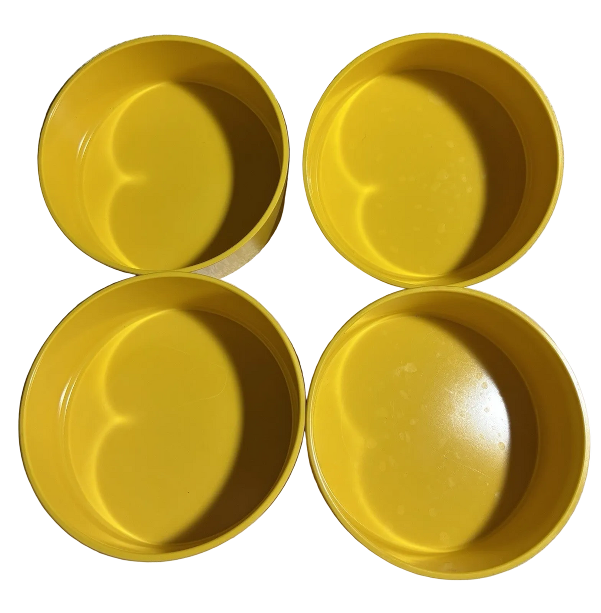4 Heller Massimo Vignelli Bowls Yellow Melamine Stackable Mod 5" by 2.25"