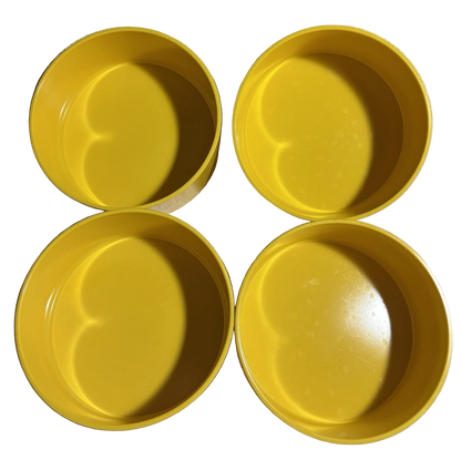 4 Heller Massimo Vignelli Bowls Yellow Melamine Stackable Mod 5" by 2.25"
